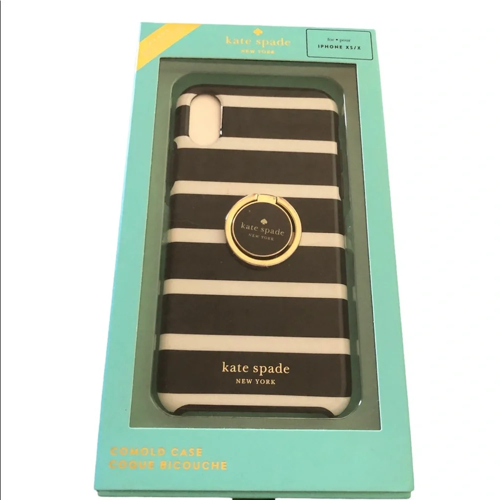 Kate Spade iPhone XS/X Black and White stripe color. Gently used, good condition